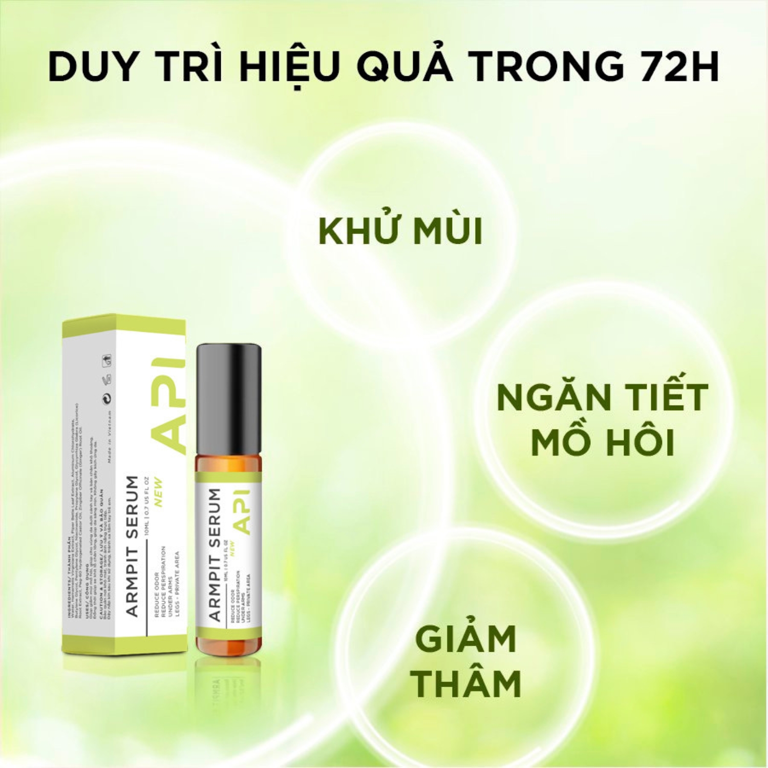 Lăn Khử Mùi Hôi Nách Api Son Giảm Thâm Serum Mee Natural Cho Nam Và Nữ 72h 10ml