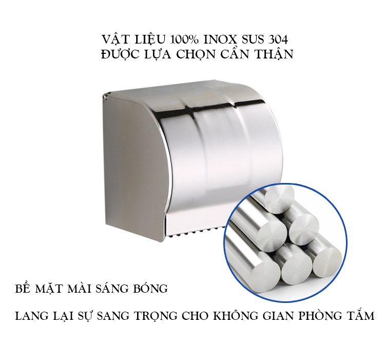 Hộp đựng giấy vệ sinh Inox 304 gắn tường Cao cấp - Gửi kèm đinh vít
