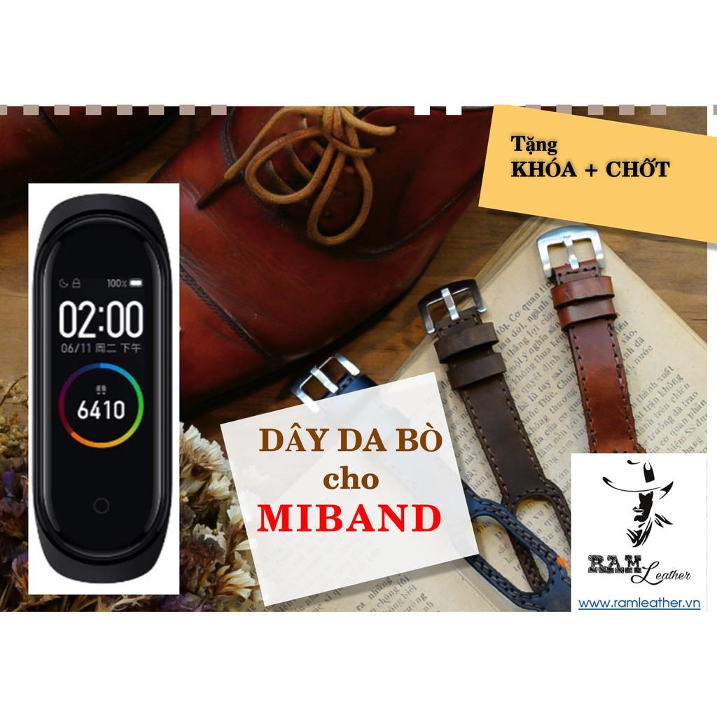 DÂY MIBAND DA BÒ THẬT - RAM LEATHER - TẶNG KHÓA + CHỐT + CÂY THAY DÂY