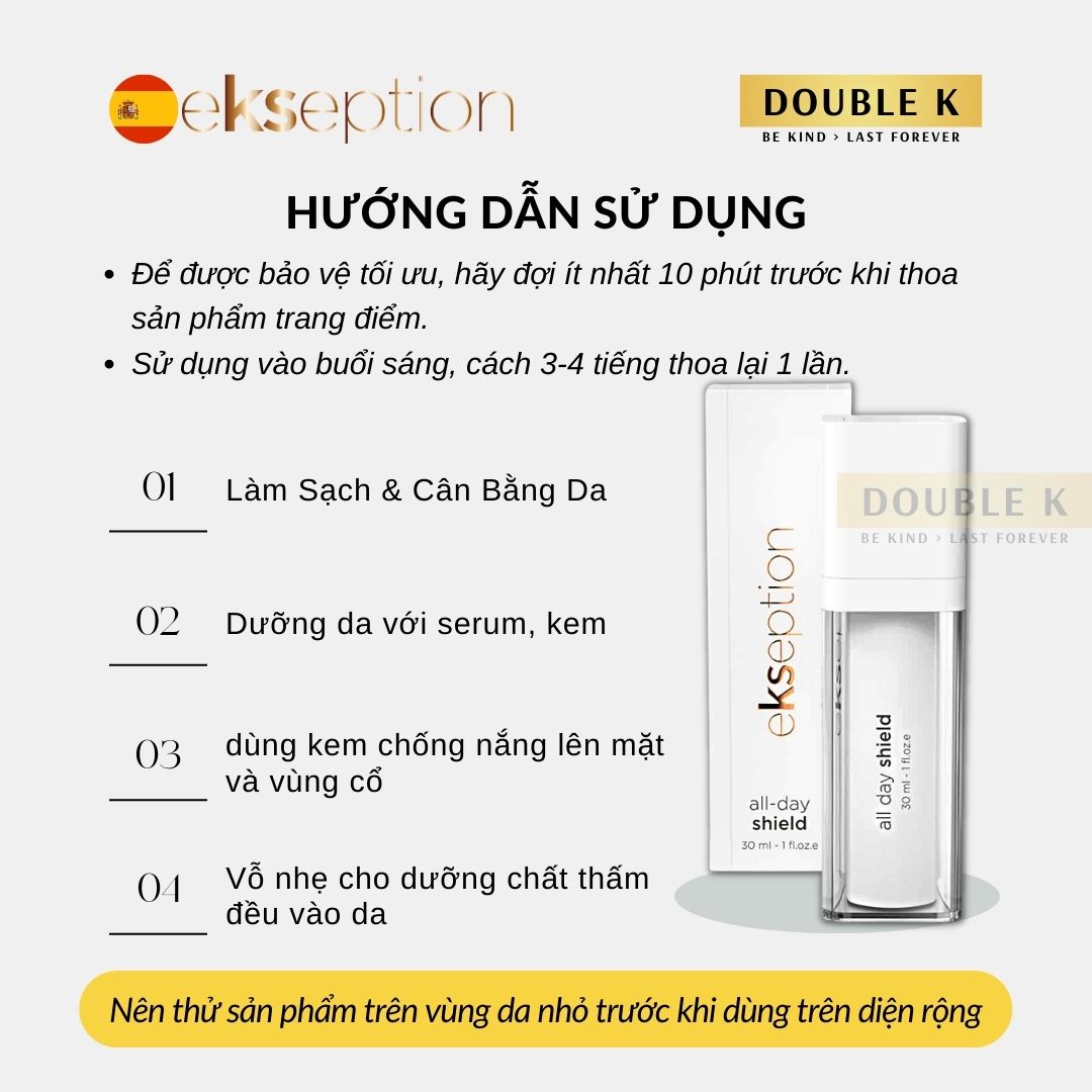 Kem Chống Nắng Phổ Rộng ekseption All Day Shield SPF50+ - Bảo Vệ Da, Ngừa Lão Hóa Sớm, Không Bết Dính - Double K