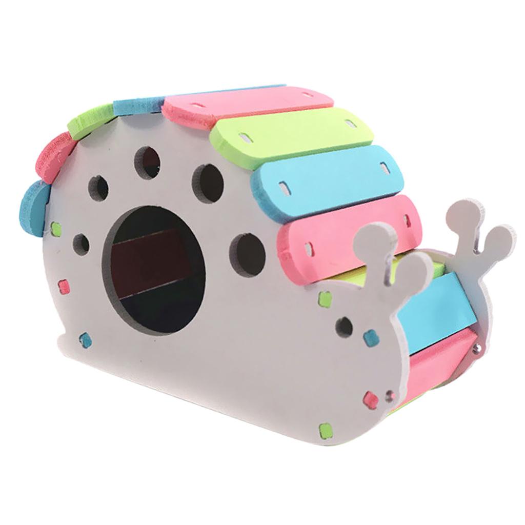 Pet Small Animal Hamster Hideout SNAIL House Wooden Hut Play Chew Toy