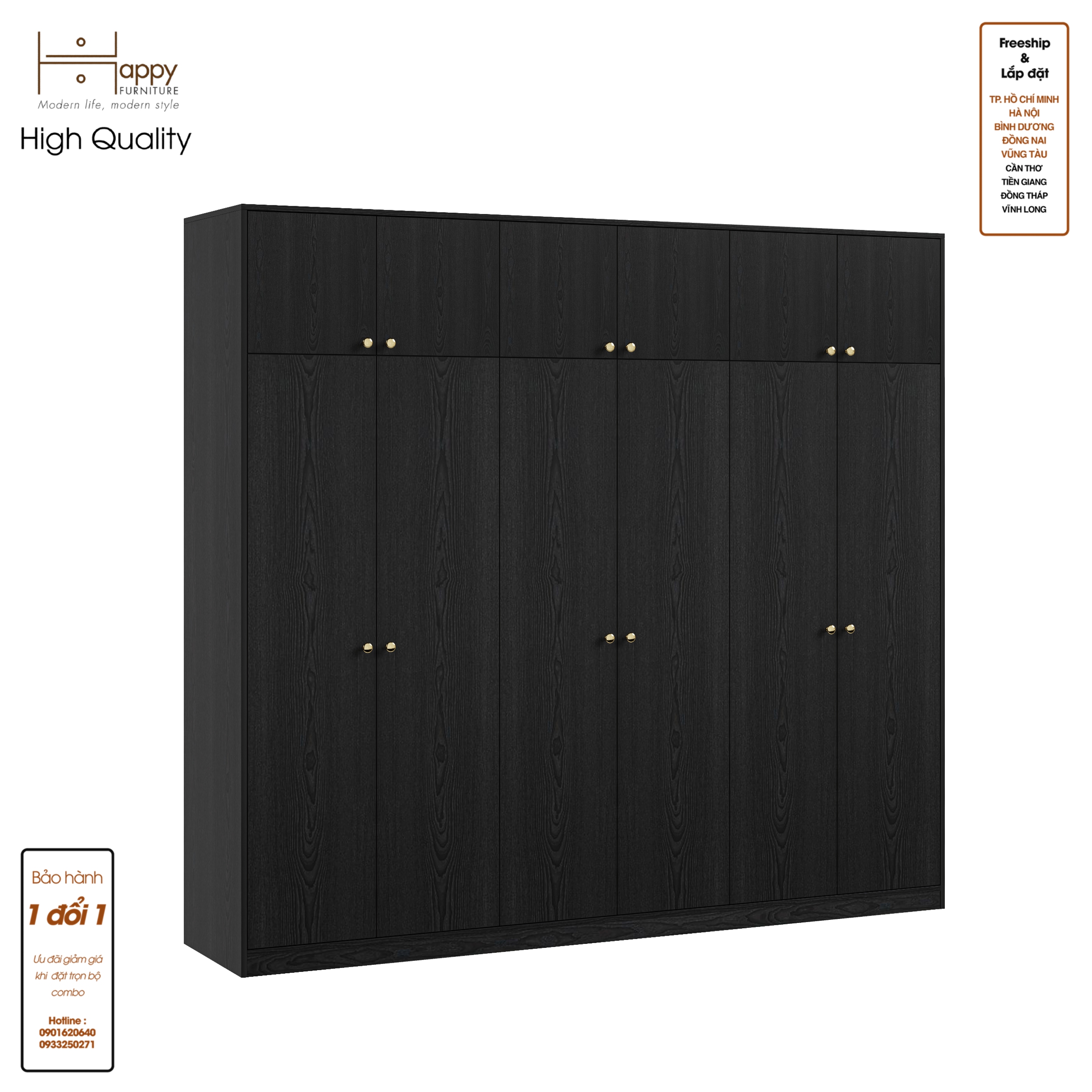 [Happy Home Furniture] ELEGANT, Tủ quần áo 2m4x2m2 , 240cm x 54cm x 220cm ( DxRxC), TCM_044