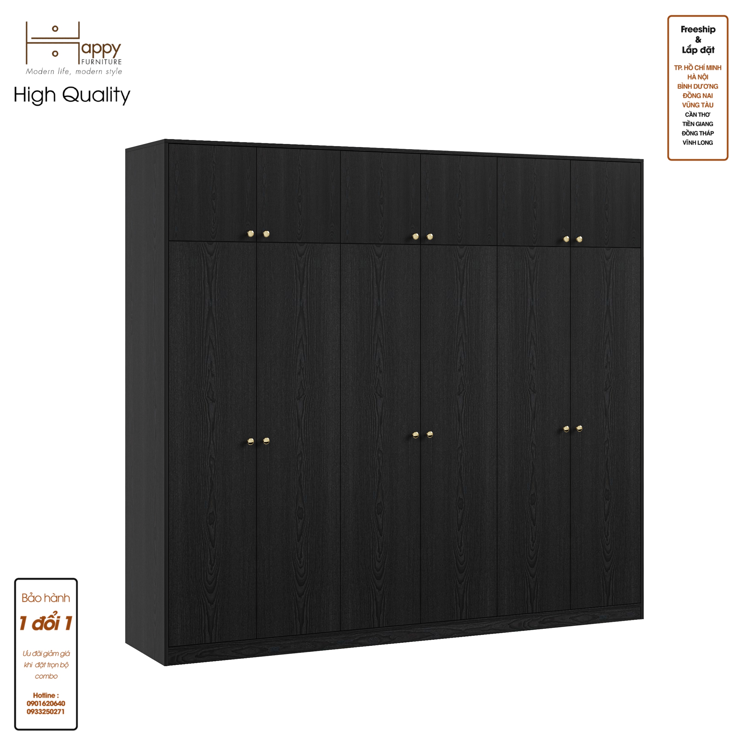 ELEGANT, Tủ quần áo 2m4x2m2 , 240cm x 54cm x 220cm , TCM_044