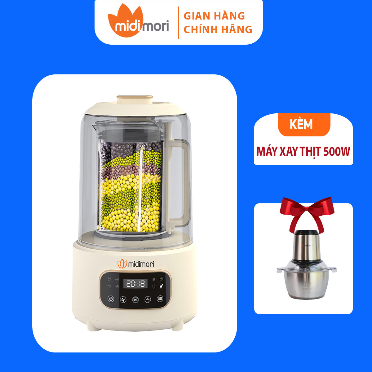 Combo Máy Làm Sữa Hạt Đa Năng Midimori MDMR-668 Và Máy Xay Thịt Midimori GC-24338 - Hàng Chính Hãng