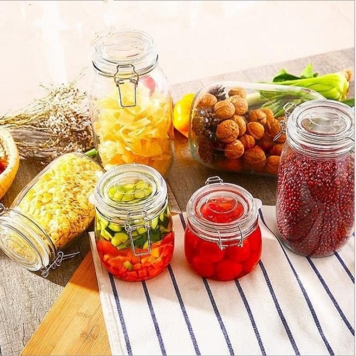 Hũ thủy tinh nắp cài kín hơi 1500ml ~ 2000ml đựng đồ khô, thực phẩm