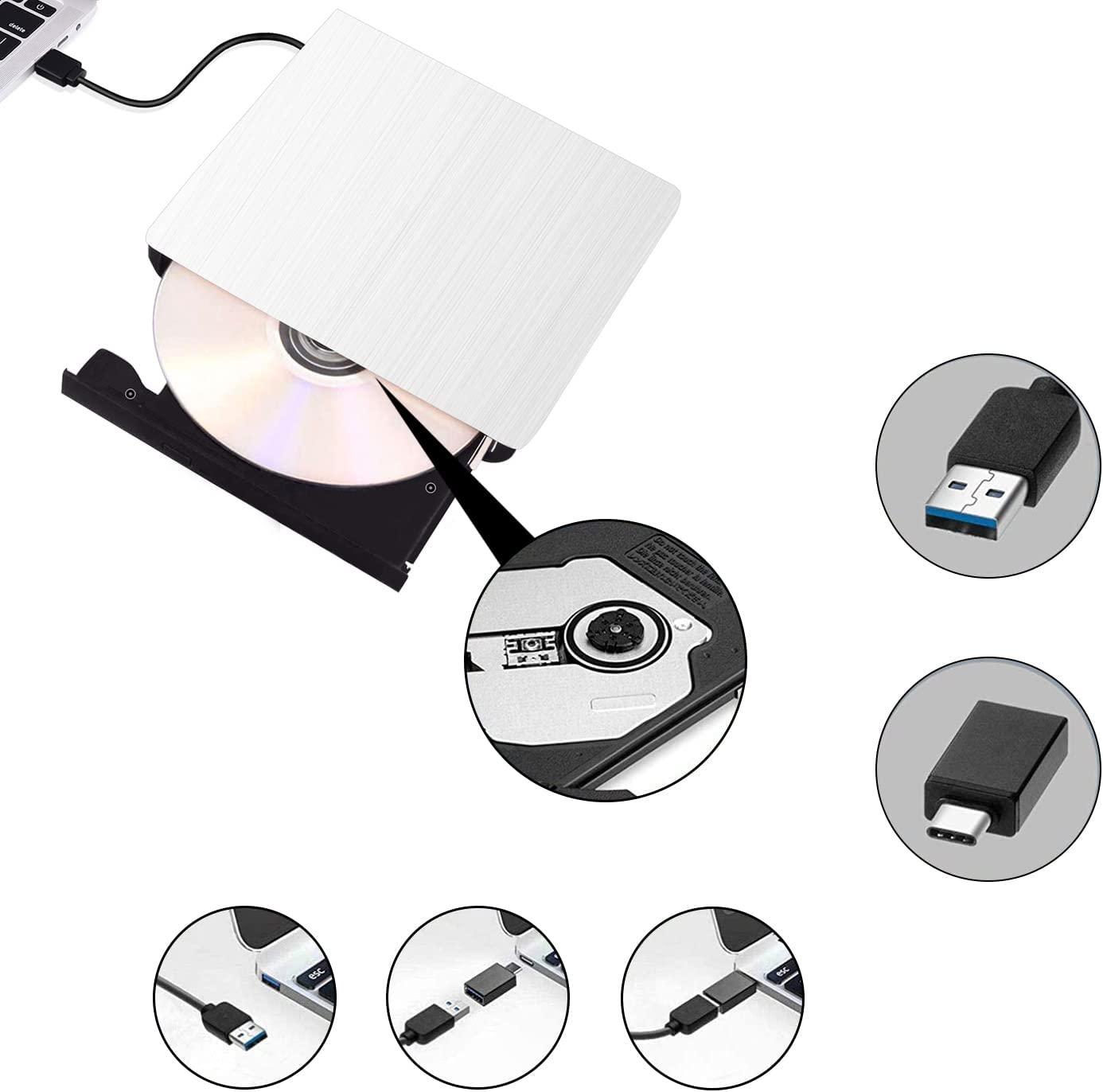 Ổ đĩa CD/DVD USB 3.0 USB, Ultra SLIM Portable DVD khắc, trình phát CD bên ngoài cho Windows 10/8/7/XP/Vista, Laptop, Mac, Air/Pro, Desktop, PC