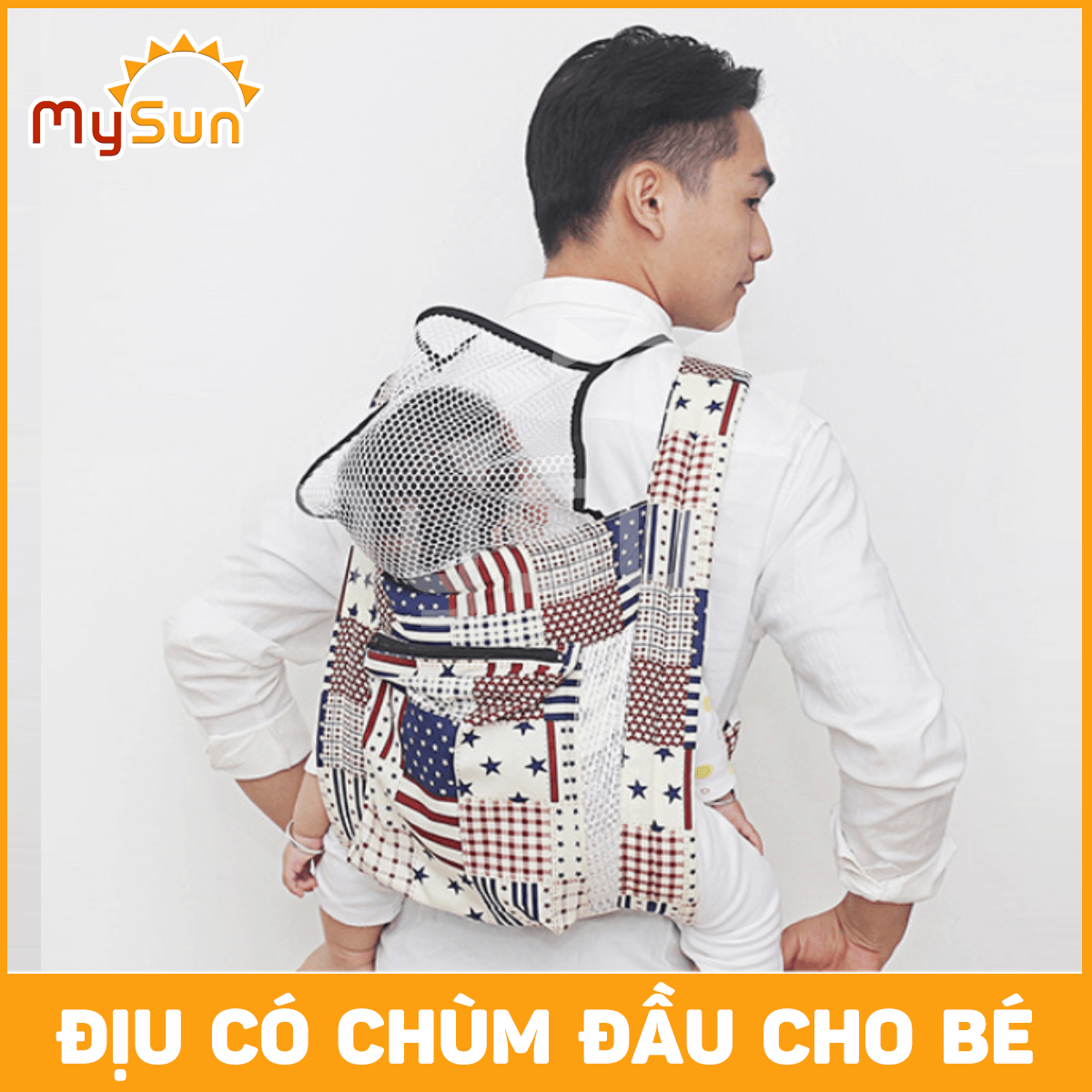 Đai địu vải cho em bé sơ sinh trẻ em 3 - 36 tháng tuổi ngồi có chùm đầu chính hãng MySun