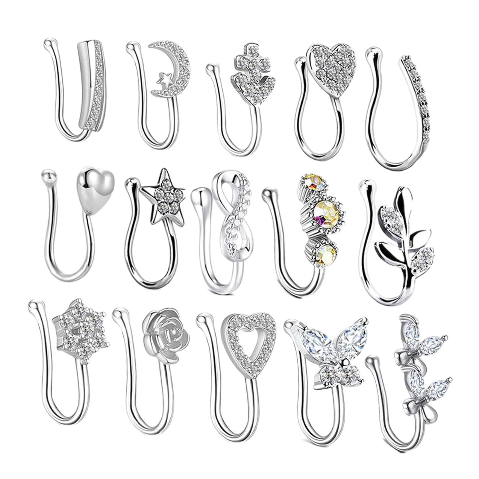 18 Pieces Fake Nose Rings Nose Clip Body Jewelry Gifts Fashion