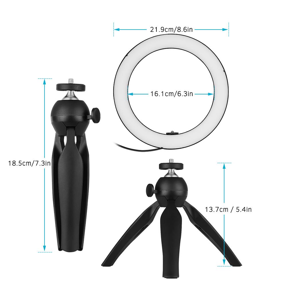 Đèn LED Ring Light 8,6 inch di động 3 chế độ ánh sáng với giá đỡ ba chân