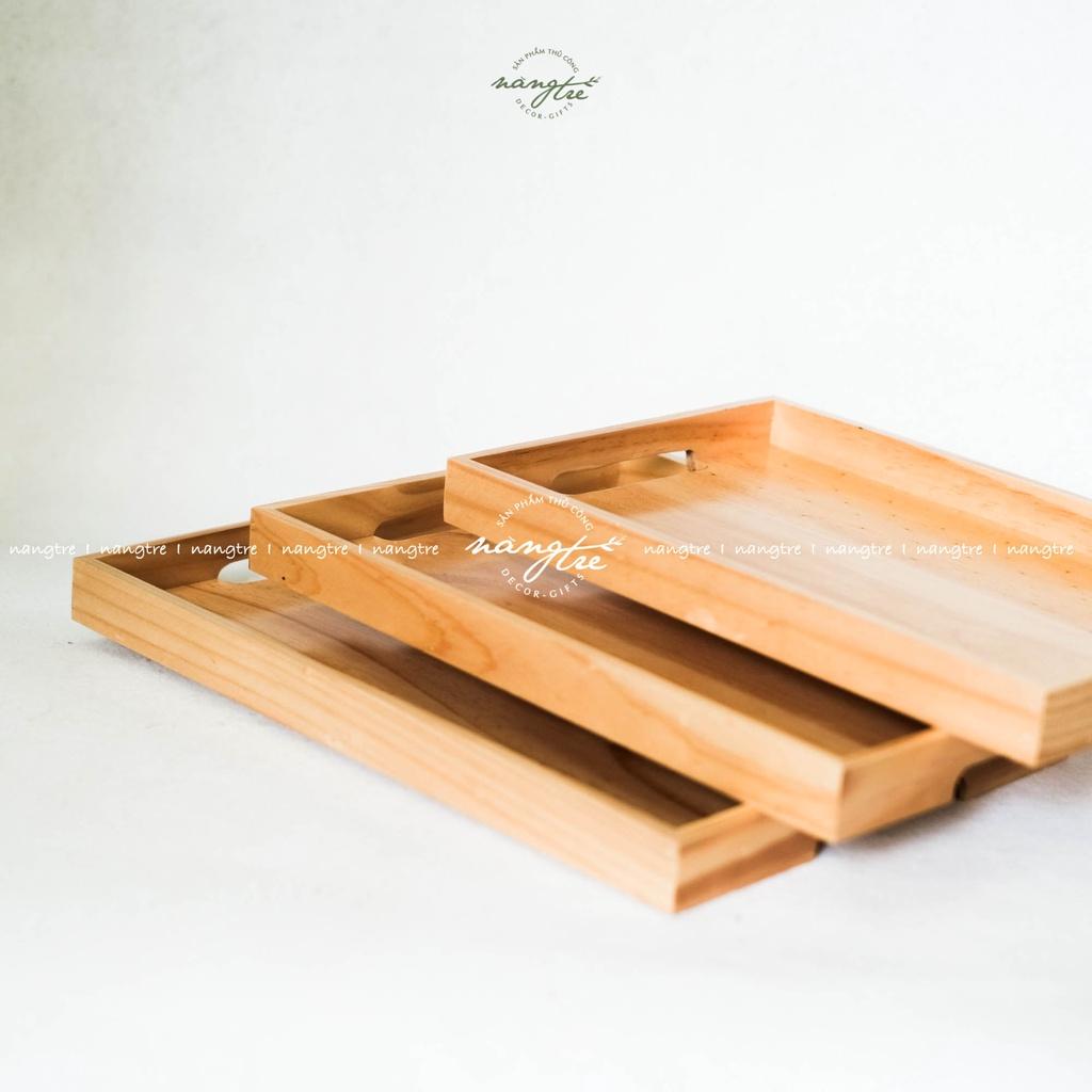 Khay gỗ hiện đại, Khay chữ nhật tay cầm trong