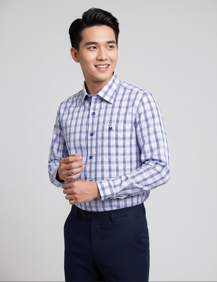 Áo sơ mi Khatoco sale off 374k ( giá tem 468k)