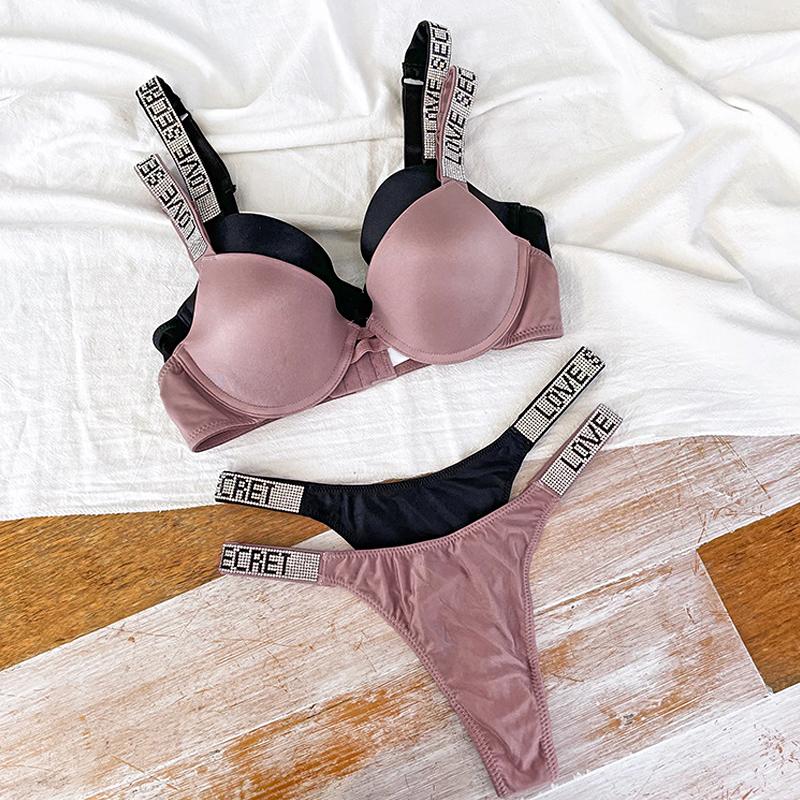 Thời Trang Đồ Lót Nữ Push Up Bra Chữ Kim Cương Giả Bí Mật Mềm Áo Bralette Giới Tính Nữ Quần Lót Điều Chỉnh 3 Món Áo Ngực + Thông + Quần