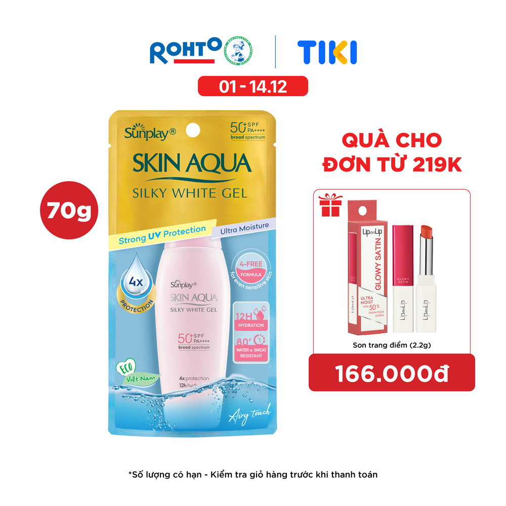 Kem Chống Nắng Skin Aqua Dưỡng Trắng &Amp; Dưỡng Ẩm, Dùng Hàng Ngày Dạng Gel Sunplay Skin Aqua Silky White Gel Eco Việt Nam Spf 50, Pa 70G