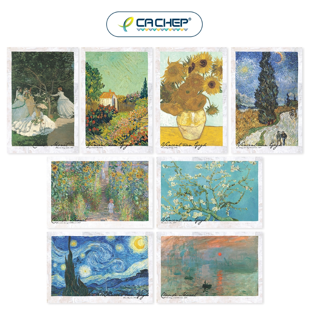 Combo 8 postcards Danh họa Van Gogh - Monet