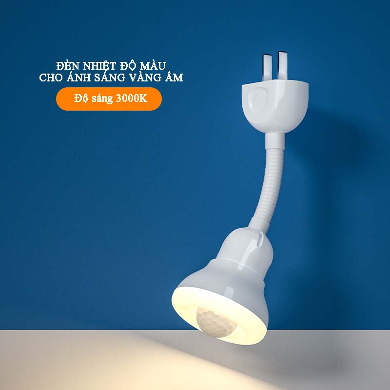 Đèn led cảm ứng chuyển động Veneian 220V/5W, tự sáng khi phát hiện chuyển động, ánh sáng vàng ấm, hỗ trợ xoay 360 độ, có thể thay đổi hướng sáng