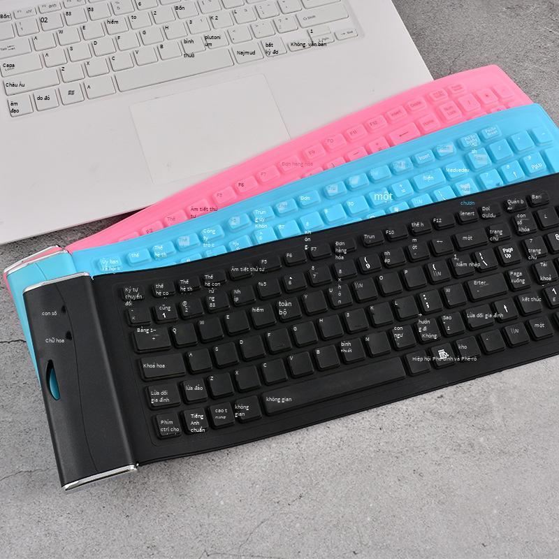 Vận Chuyển Nhanh Cung Cấp 104 Phím Silicone Plus Đúc Ốp Lưng Bàn Phím Mềm Tắt Tiếng Mini Chống Nước Đầu Máy Tính Có Dây Bàn Phím Gấp Gọn
