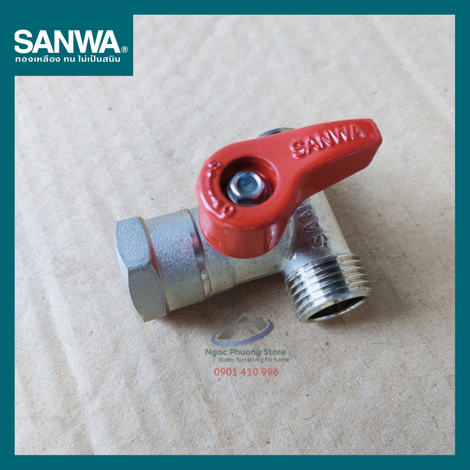 Van bi chia 3 đường nước 2 ren ngoài, 1 ren trong Sanwa THÁI LAN Phi 21mm