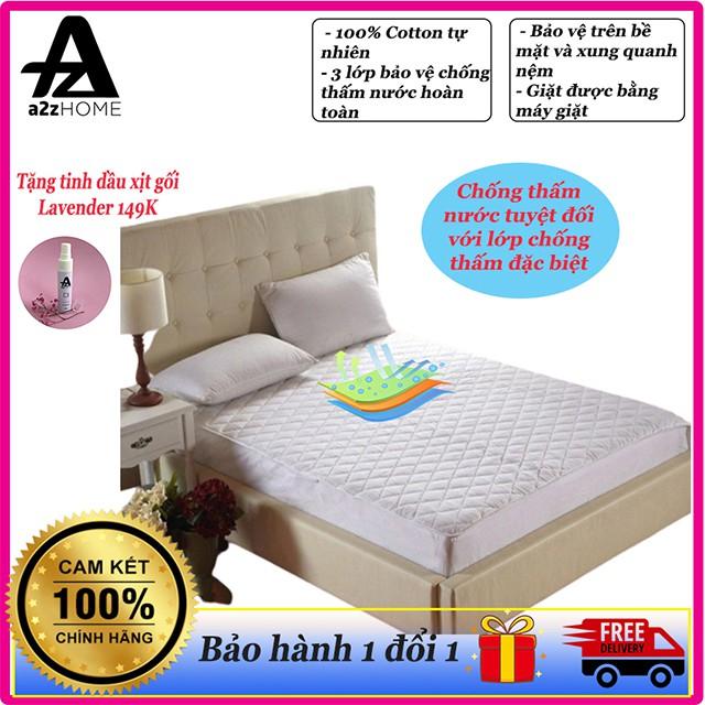 Tấm Bảo Vệ Nệm Chống Thấm Nước Hoàn Toàn, 100% Cotton Cao Cấp   A2z Home chính hãng