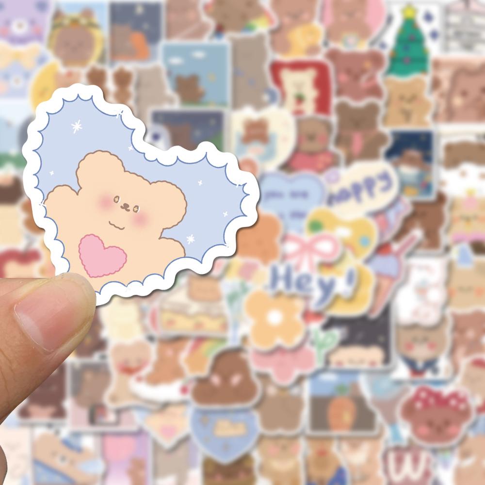 Sticker gấu phong cách hàn quốc hoạt hình cute trang trí mũ bảo hiểm,guitar,ukulele,điện thoại,sổ tay,laptop-mẫu S17
