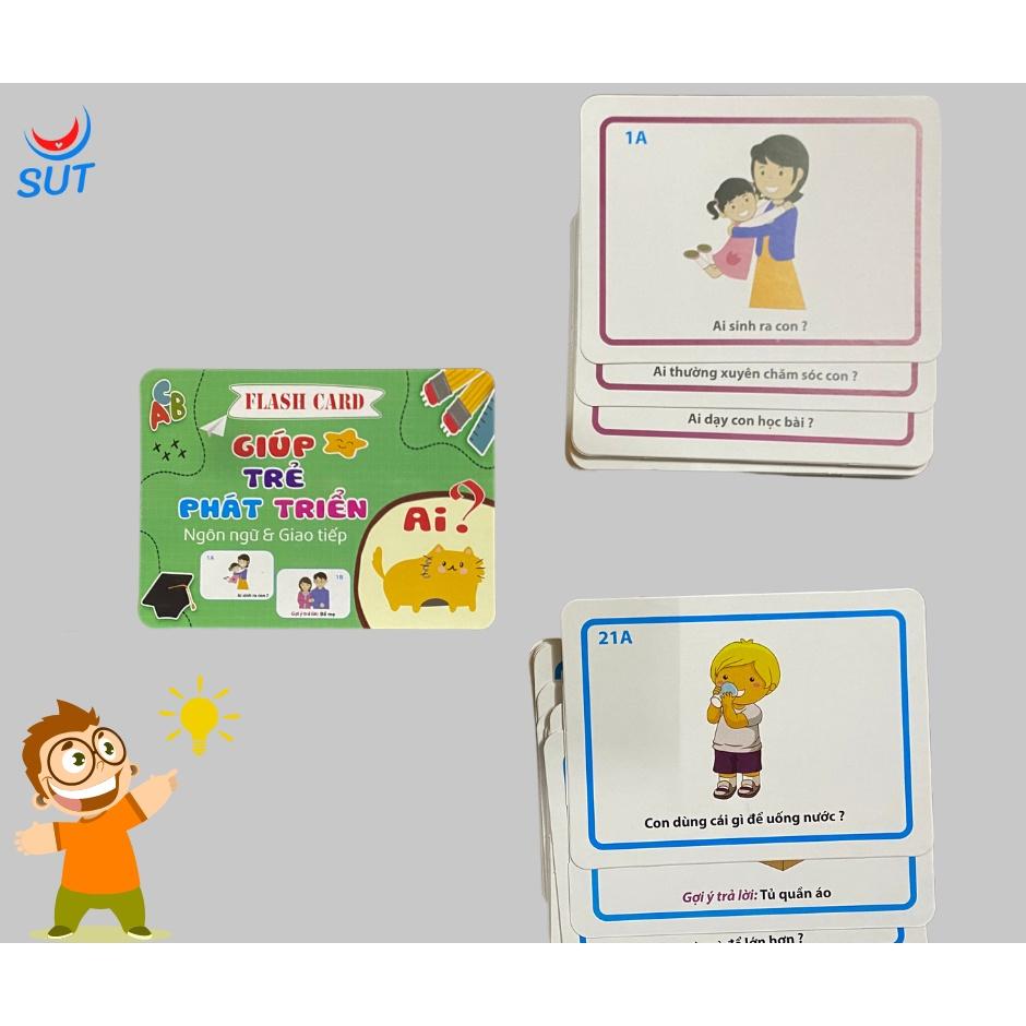 Bộ flashcard hỏi đáp 150 thẻ giúp trẻ phát triển ngôn ngữ và giao tiếp -Thẻ học Glenn Doman