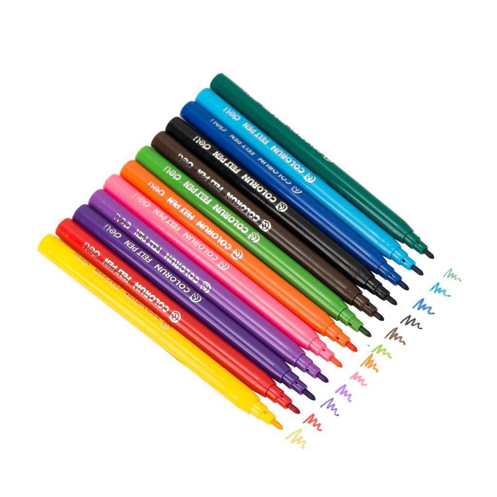 Bút màu lông 1.0mm Deli, 12 màu/18 màu/24 màu/hộp - fiber pen - EC10003/EC10013/EC10023 .