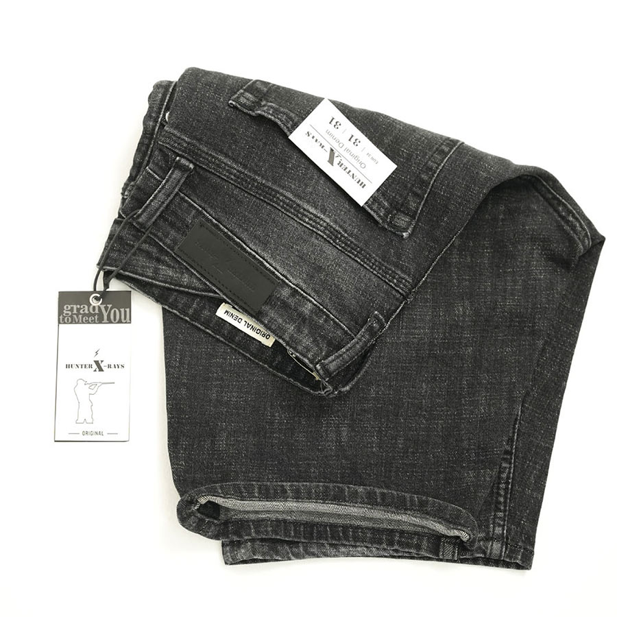 Quần Short Jeans Nam Rách Cao Cấp HUNTER X-RAYS Form slimfit Thun Màu Xám Đậm S65