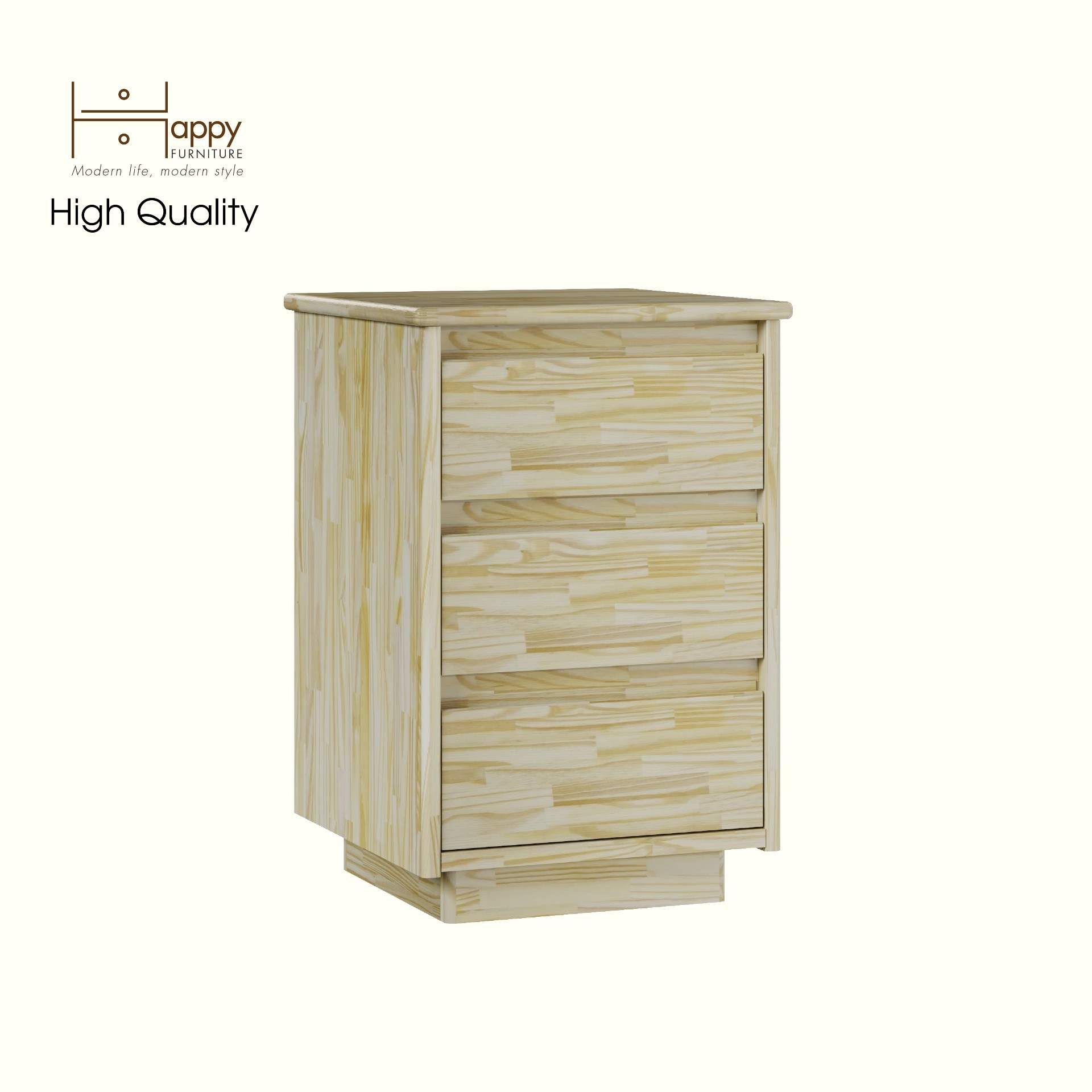 HAPPY FURNITURE , Gỗ tự nhiên , Táp đầu giường 3 ngăn kéo - GALI , THK_174 , 40cm x 40cm x 60cm