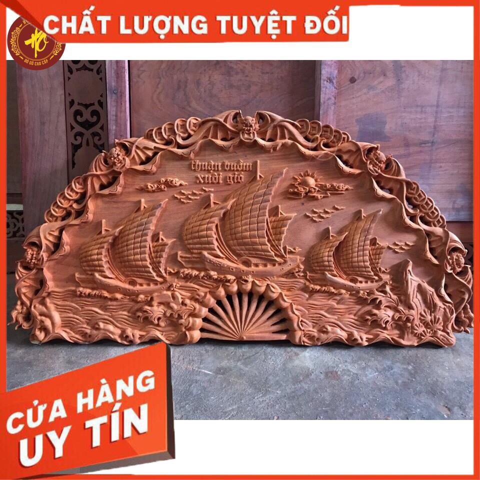 QUẠT GỖ TREO TƯỜNG THUẬN BUỒM XUÔI GIÓ - BÁT MÃ MẠ VÀNG