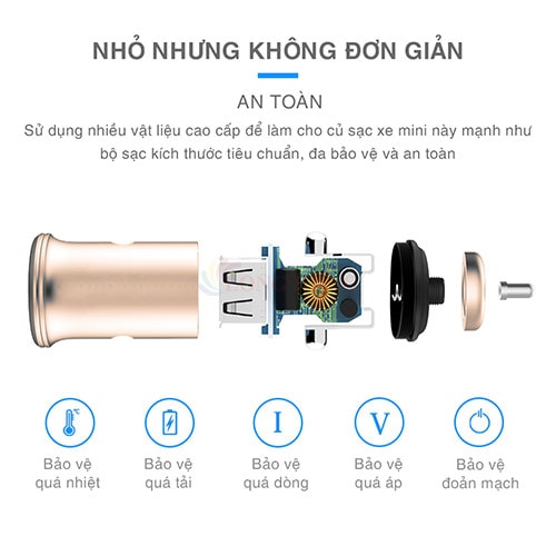 Cốc sạc xe hơi Bagi 2A 2USB CE-O52 - Hàng chính hãng