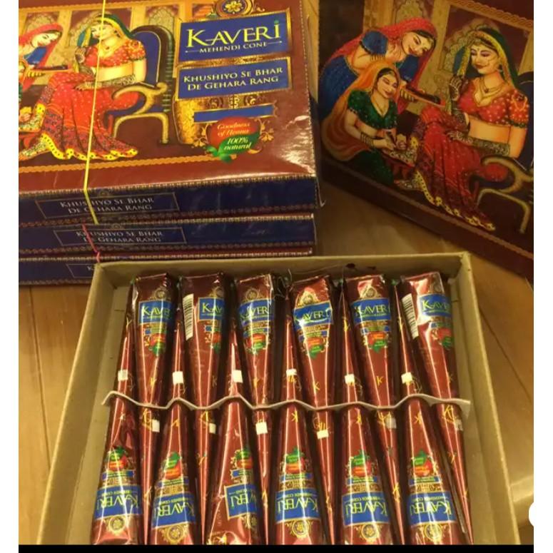 Mực Henna Kaveri màu nâu truyền thống MUA 1 TẶNG 1 LỌ đựng mực 10ml