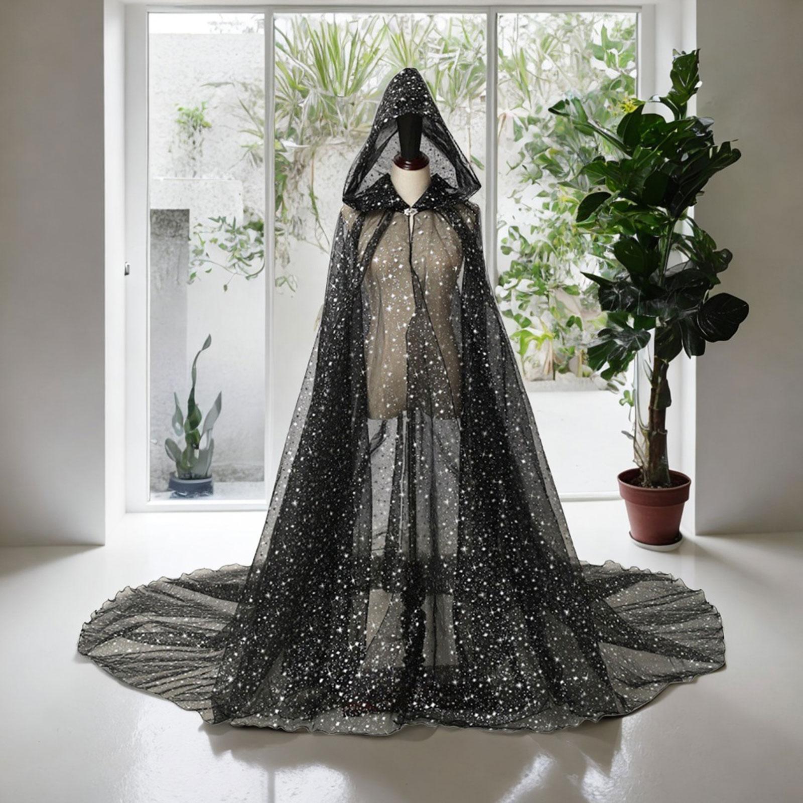 Hooded Cloak for Women Bridal Hooded Cloak Shiny Washable for Adults Soft Durable Costume Wedding Cape Tulle Cape