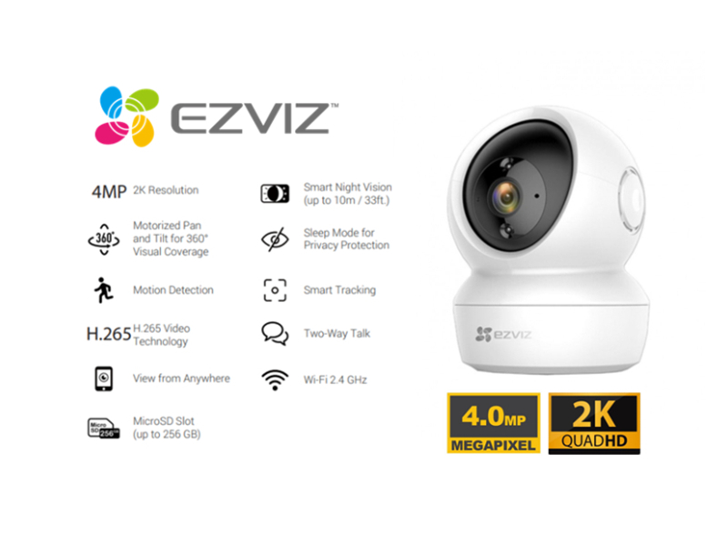 Camera wifi,camera ezviz C6N 4MP 4.0 megapixel, camera360 xoay,đàm thoại,theo dõi- Hàng chính hãng bảo hành 24 tháng