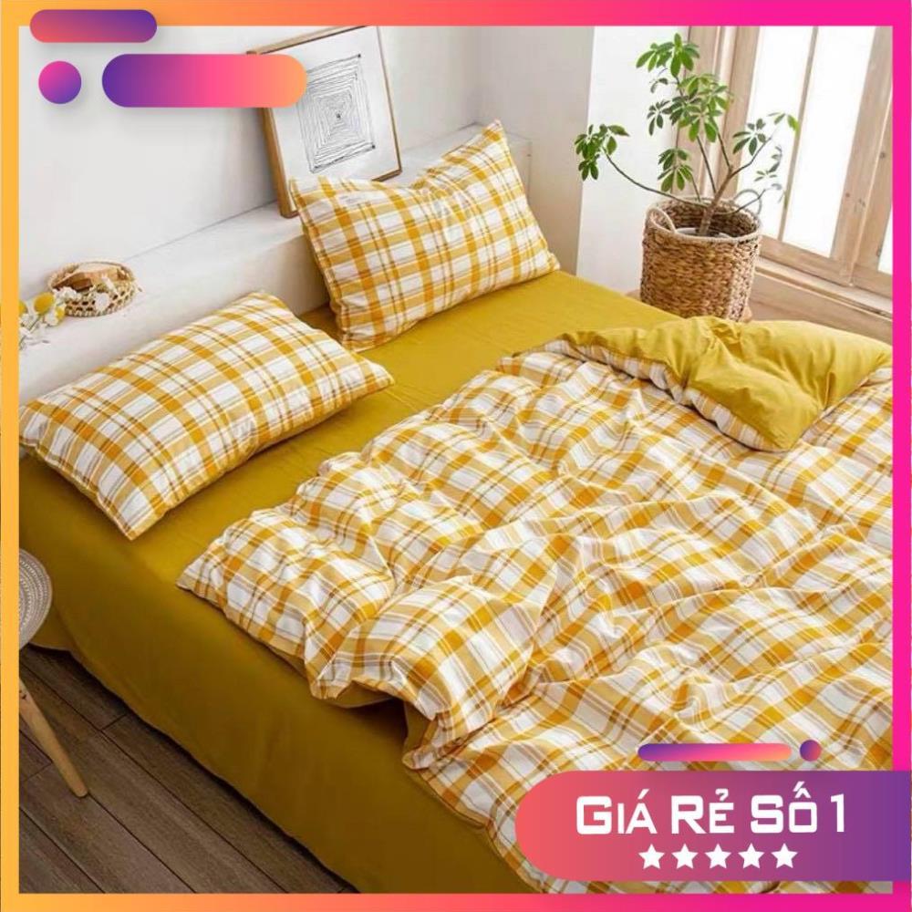Bộ Chăn Ga Gối Cotton TC cao cấp - Chăn ga TC kẻ