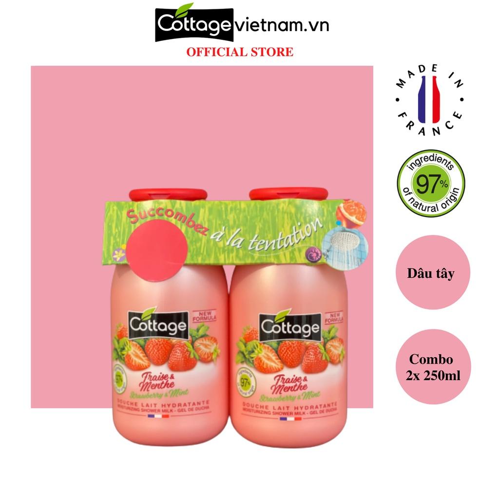 Sữa tắm dạng gel combo 2 chai Cottage 250ml, hương dâu tây