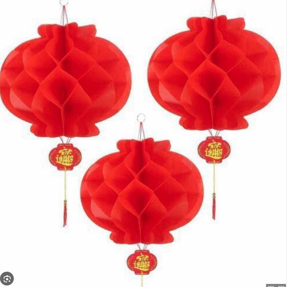 TÚI 10 ĐÈN LỒNG GIẤY ĐỎ trang trí Tết, quả cầu đỏ treo cây decor năm mới