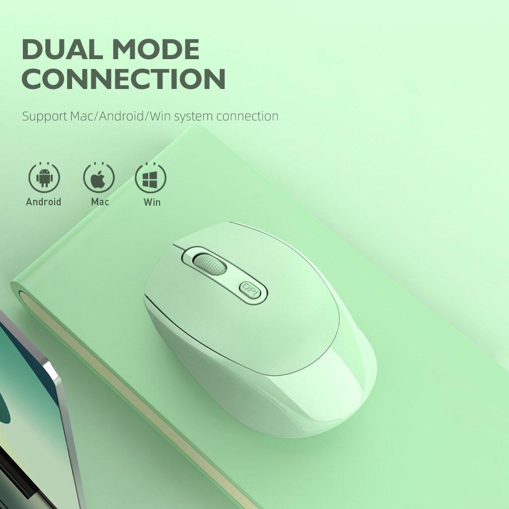 Chuột không dây Bluetooth HXSJ M100B chống ồn, DPI 1600, chế độ kép wireless usb 2.4Ghz & bluetooth - HÀNG CHÍNH HÃNG
