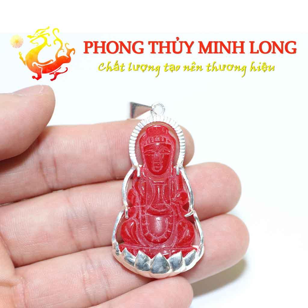 Mặt dây chuyền phật bà Quan Âm đá Mã Não Đỏ hợp người mệnh Hỏa và Thổ