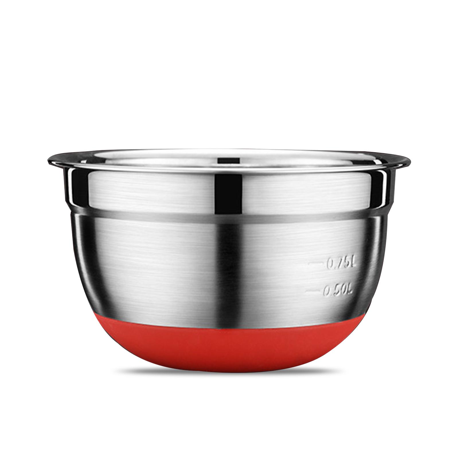 Bát trộn bằng thép không gỉ, đáy bằng silicon, để trộn để nấu ăn nướng, bảo quản thực phẩm