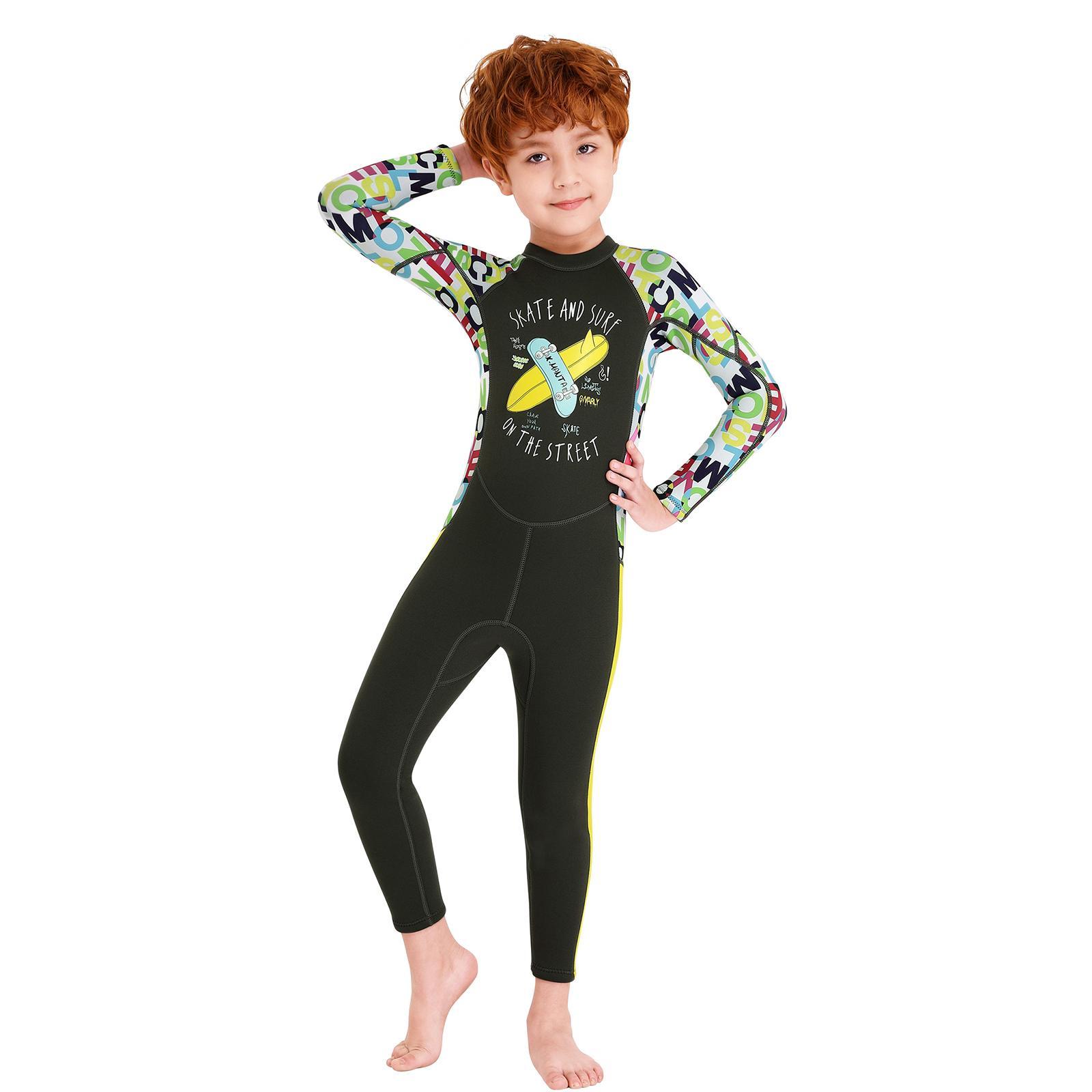 Kids Wetsuit girls and boys Neoprene Swimsuit, Children 2.5mm Thermal  Warm  Sun  Diving Snorkelling Suit