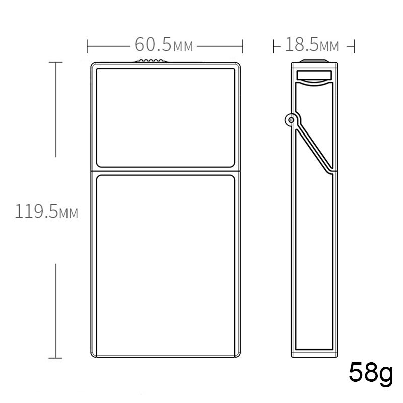 Bật lửa điện kiêm hộp đựng thuốc 20Đ dài slim YH090