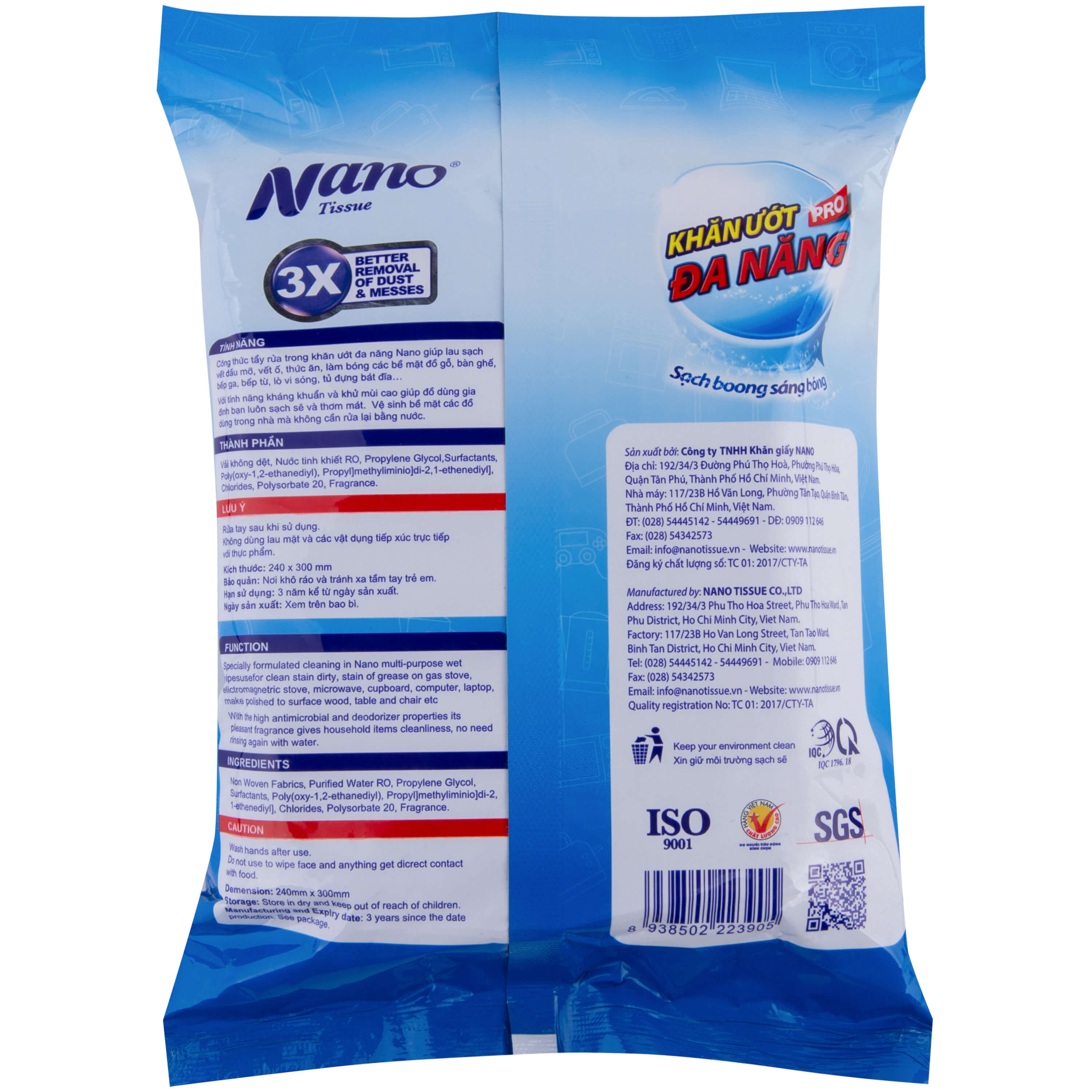 Khăn ướt đa năng Nano gói 30 miếng, lau dọn nhà cửa tiện dụng, không hại da tay, có mùi thơm chanh trà xanh