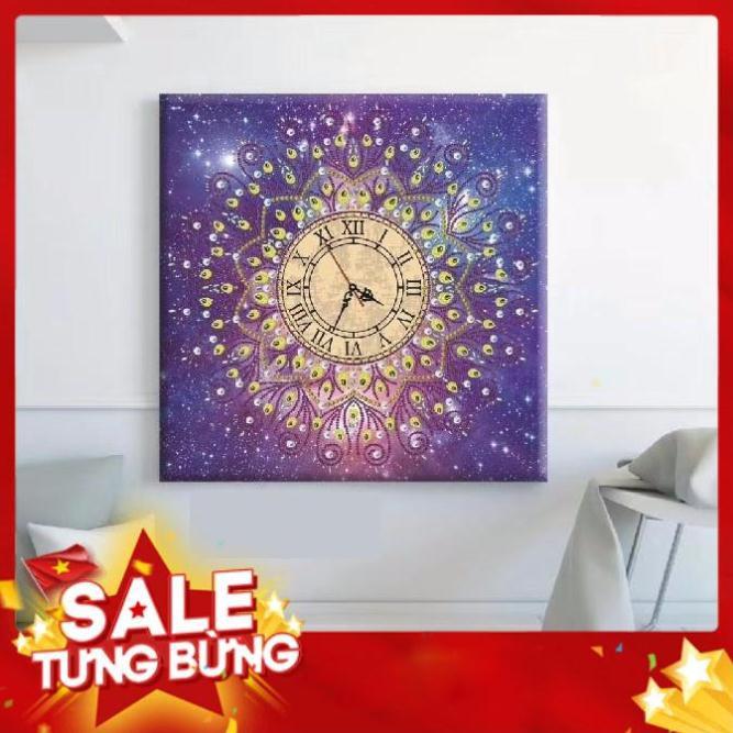 Tranh đính đá đồng hồ f2844 50x50cm