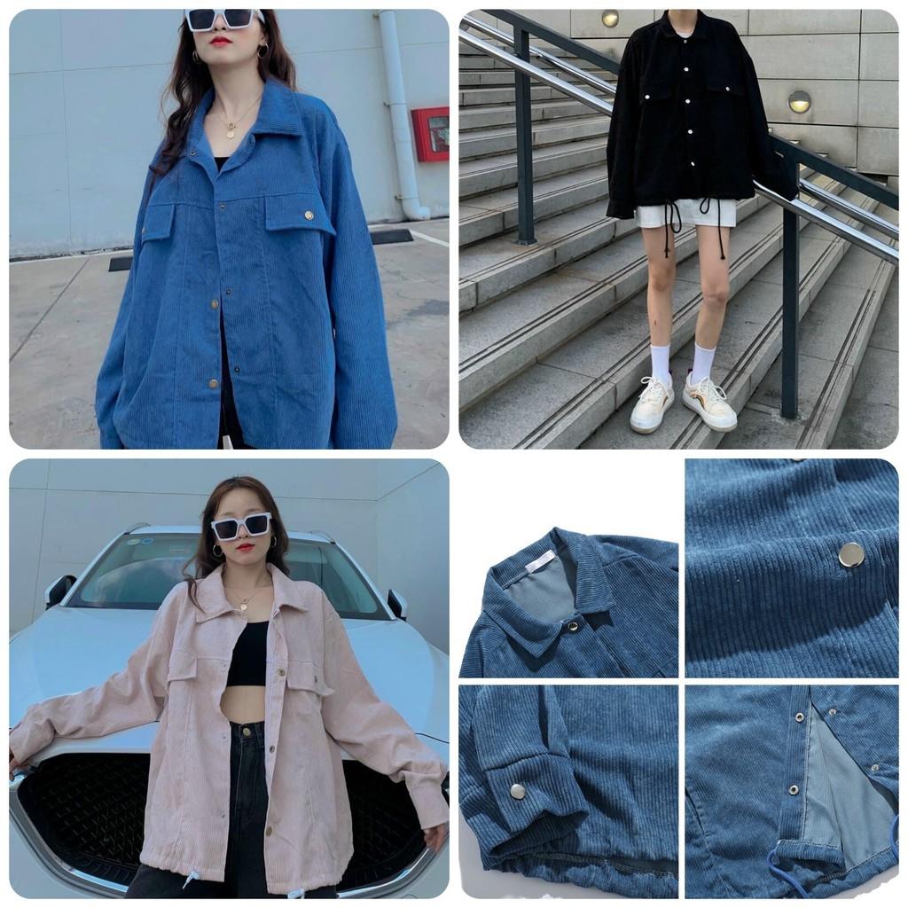 Áo Khoác Bomber/ Áo Khoác Nhung Gân Tăm Nam Nữ - Áo Khoác Kaki Unisex Trơn Nhung Hot Trend