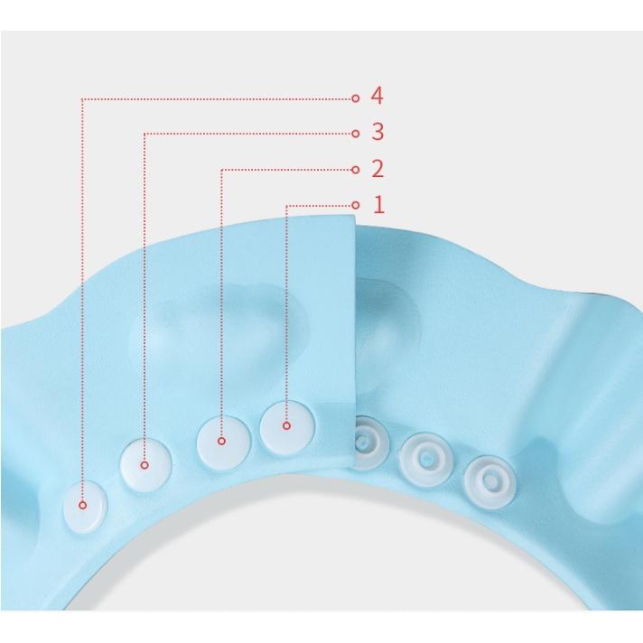 Mũ đội đầu cho bé 0 - 6 tuổi có chắn nước bảo vệ tai mắt điều chỉnh vòng đầu trẻ em tắm an toàn VINKID