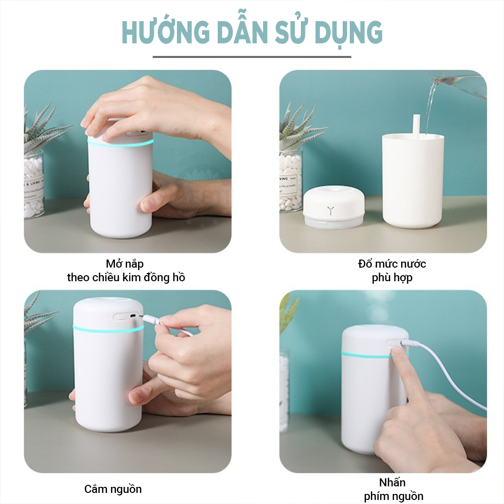 Máy Phun Sương Besti BTY01 Cao Cấp - Tạo Ẩm Không Khí Và Giữ Ẩm Da 420ml - Thiết Kế Nhỏ Gọn, Không Gây Tiếng Ồn - Máy Tạo Ẩm Không Gian Thư Giãn Tích Hợp Đèn Ngủ RGB Nhiều Màu Để Bàn Tiện Lợi, Có Chế Độ Tự Ngắt Khi Hết Nước - Hàng Chính Hãng - Màu Trắng