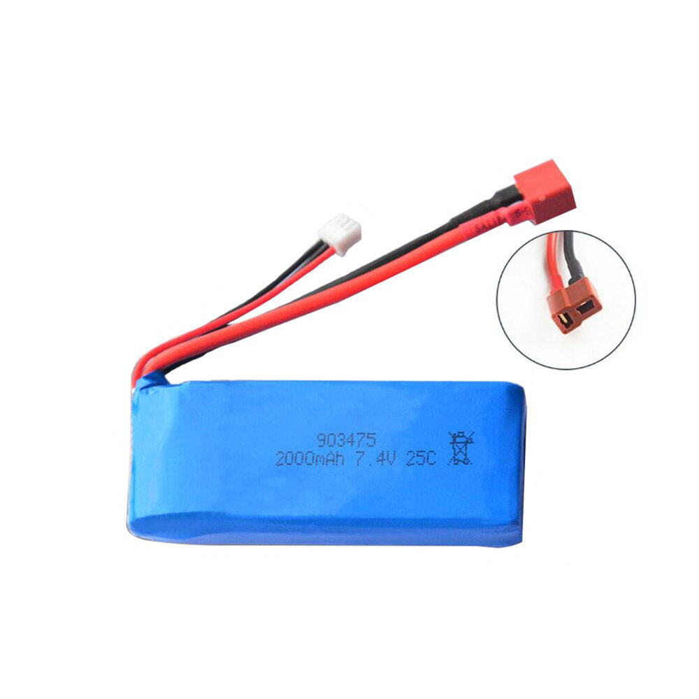 Pin Lipo 7.4V 2000mah 25C jack T dùng cho xe điều khiển, tàu thuyền, cano