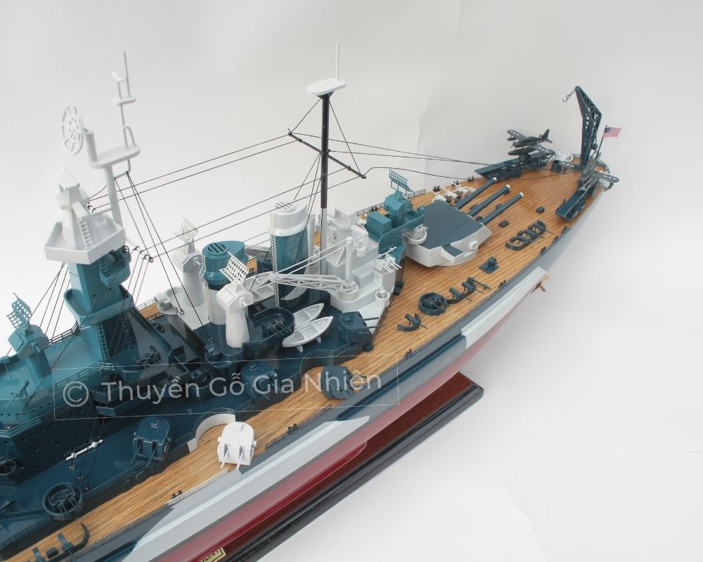 Mô Hình Thuyền Gỗ Phong Thủy Dạng Thuyền Chiến USS NORTH CAROLINA Chính Hãng Hàng Xuất Khẩu Chất Lượng Cao