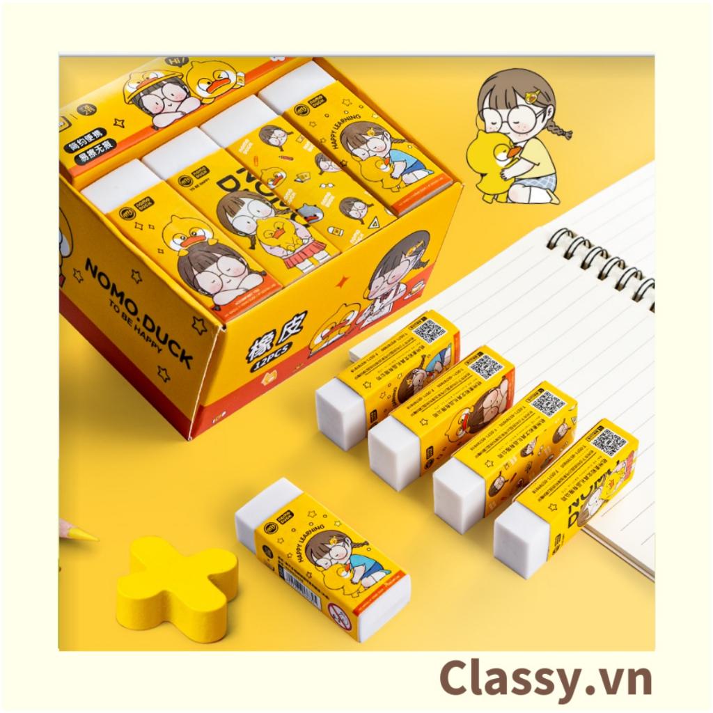 Gôm tẩy bút chì Classy hình chữ nhật, màu vàng họa tiết chibi dùng cho học sinh, sinh viên PK1329