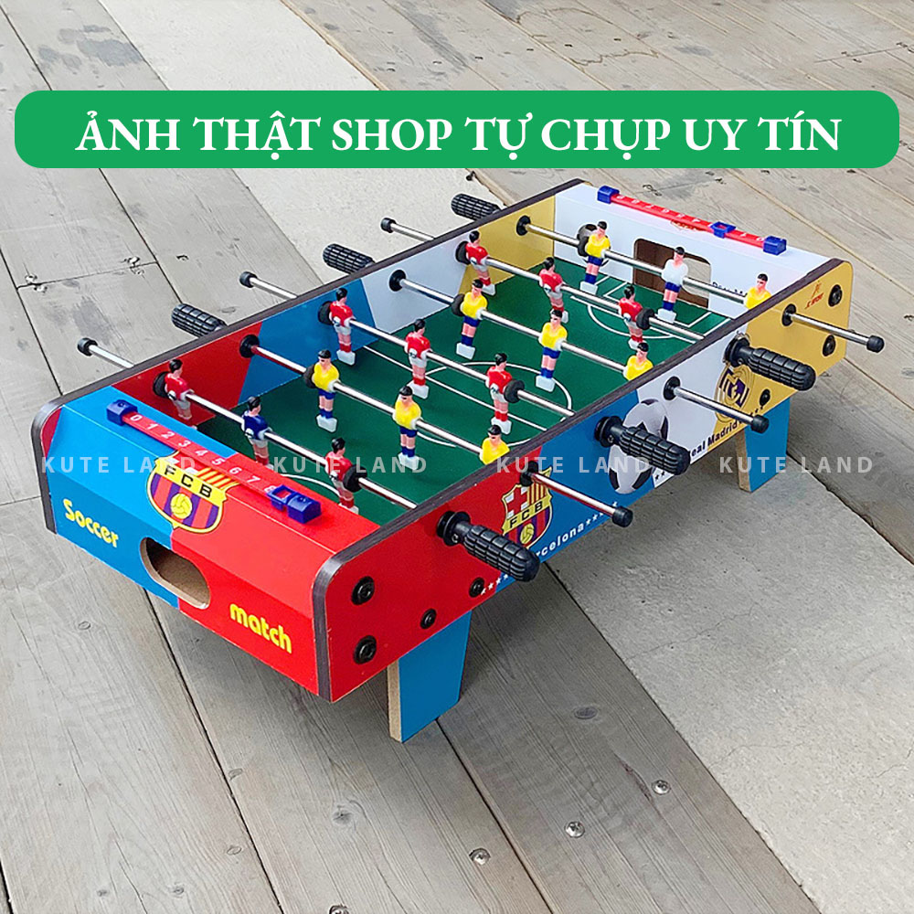 Bàn bi lắc bóng đá bằng gỗ 50x25x16 cm bản đặc biệt đội bóng Real & Barca nhiều màu sắc