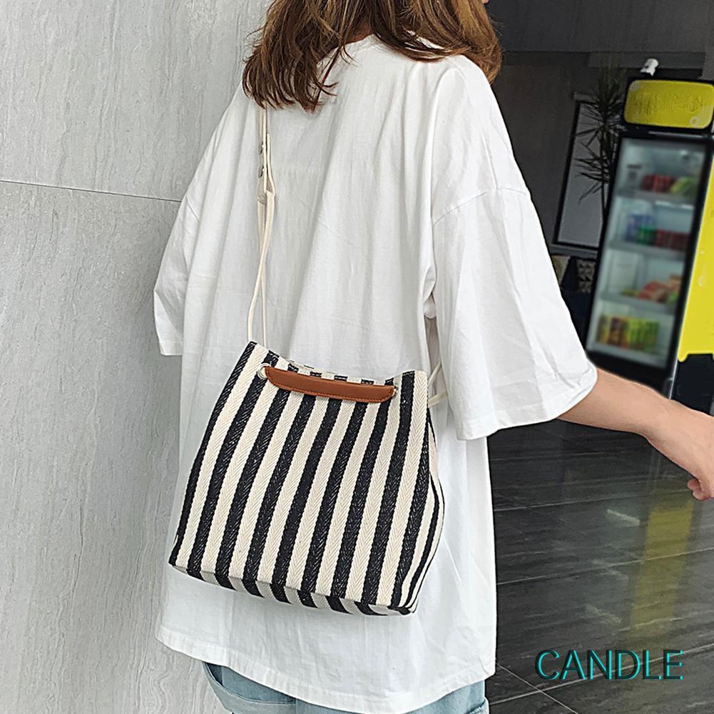 Túi Xách Canvas Cỡ Lớn Họa Tiết Sọc Thời Trang Cho Nữ